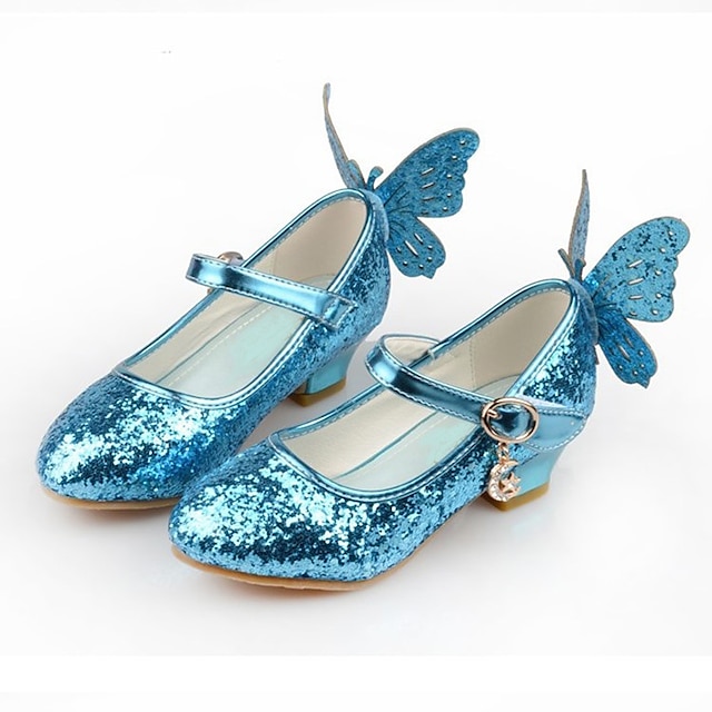  Cinderella Princess Elsa Shoes Girls' Movie Cosplay Sequins Rosy Pink Blue White Shoes Halloween Children's Day Synthetic Leather World Book Day Costumes