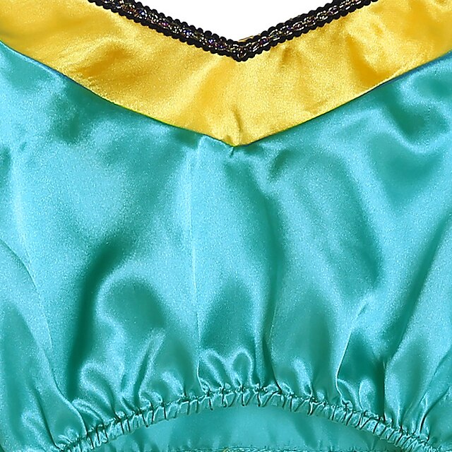  Princess Princess Jasmine Cosplay Costume Outfits Girls' Movie Cosplay Cosplay Halloween Blue Top Pants Headwear Children's Day Masquerade Tulle Polyester