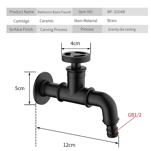 Outdoor Faucet,Industrial Style Wall Mounted Faucet,Black/Gold Wall