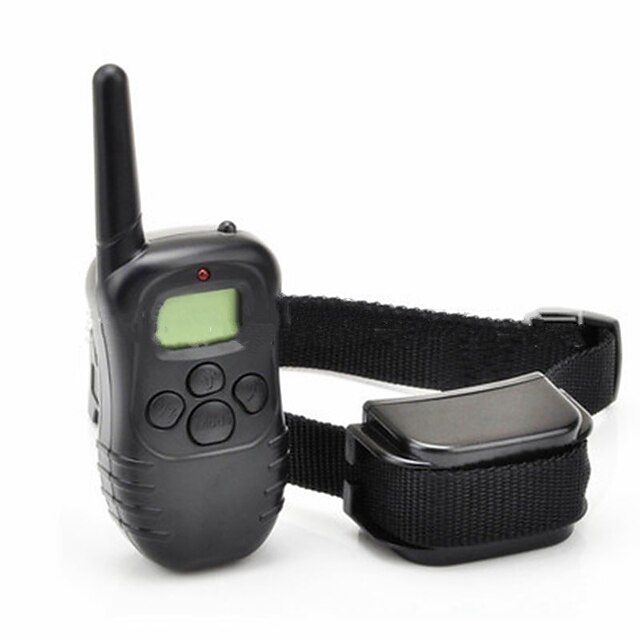  Cane collare Collari di addestramento per cani Ompermeabile Anti Bark LCD Telecomando 300M Vibrazione Tinta unita Nylon USA Nero
