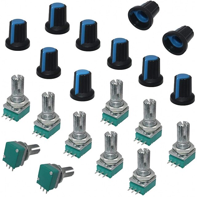  10Pcs Single Linear Rotary Seal Amplifier Potentiometers Type 10k Ohm Knurled Shaft 3Pin RK097N-3-10K