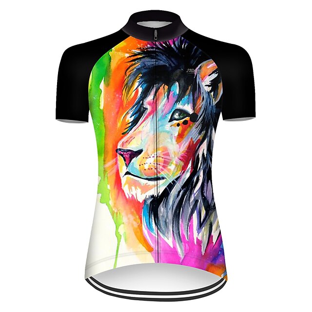  21Grams Women's Short Sleeve Cycling Jersey Summer Nylon Polyester Black / Green Gradient Animal Bike Jersey Top Mountain Bike MTB Road Bike Cycling Ultraviolet Resistant Quick Dry Breathable Sports