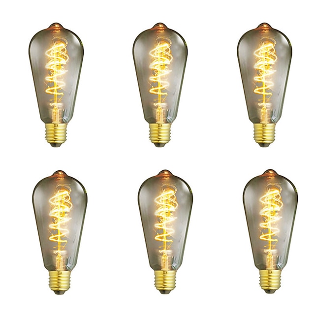  6pcs / 4pcs 40 W E26 / E27 ST64 Warm White Retro / Creative / Dimmable Incandescent Vintage Edison Light Bulb 220-240 V