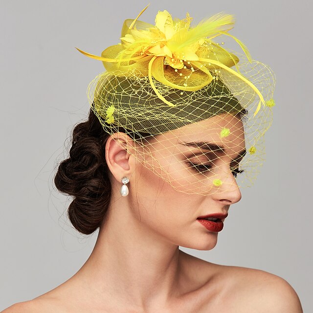 Fascinators Linen Party Evening Cocktail With Feather Headpiece