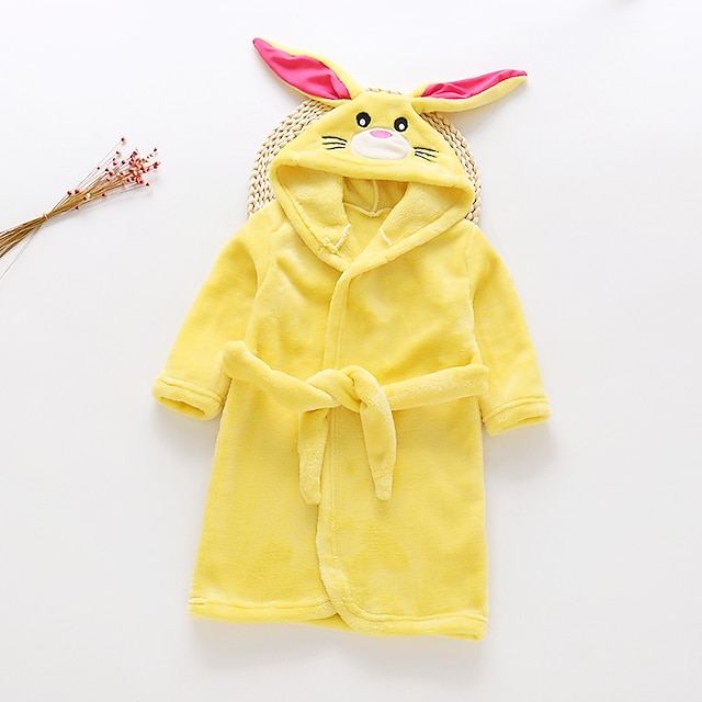 Toys & Hobbies Cosplay & Costumes | Kids Kigurumi Pajamas Bathrobe Rabbit Bunny Onesie Pajamas Flannel Fabric White / Rosy Pink 