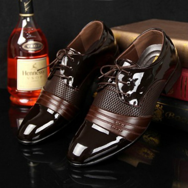  Voor heren Oxfords Derby-schoenen Jurk schoenen Zakelijk Klassiek Brits Dagelijks Toimisto & ura PU Ademend Draag het bewijs Veters Zwart Bruin Kleurenblok Lente Herfst