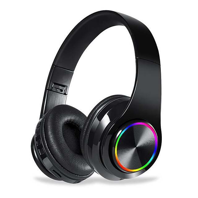  B39 Colorful Wireless Bluetooth Headset LED Light Head-mounted HiFi Bass Stereo Sound Effect Bluetooth 5.0 Headphone