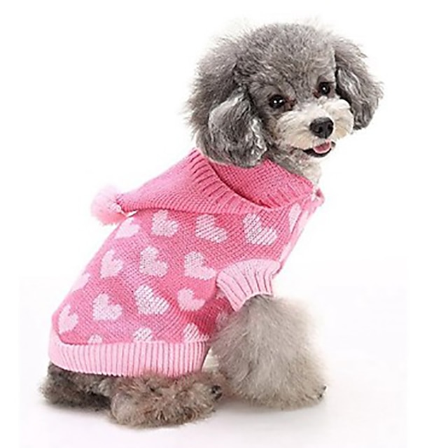  Dog Sweater Sweatshirt Puppy Clothes Heart Dog Coats Winter Dog Clothes Puppy Clothes Dog Outfits Warm Blue Pink Sweatshirts Polar Fleece XS S M L XL 2XL