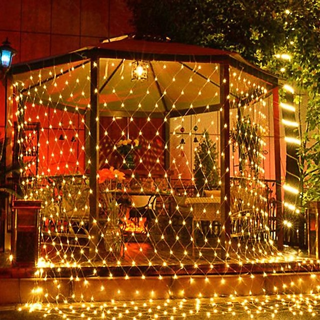  led netto lichtslingers 6m x 4m 672 leds netto lichten gordijn lichten visnet voor kerstvakantie party decor outdoor lichtslingers met 8 modi niet-waterdicht koppelbaar 220-240v