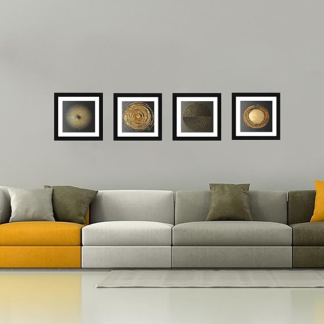  4 paneles arte de la pared lienzo póster pintura obra de arte imagen patrón abstracto dorado decoración del hogar decoración marco estirado listo para colgar