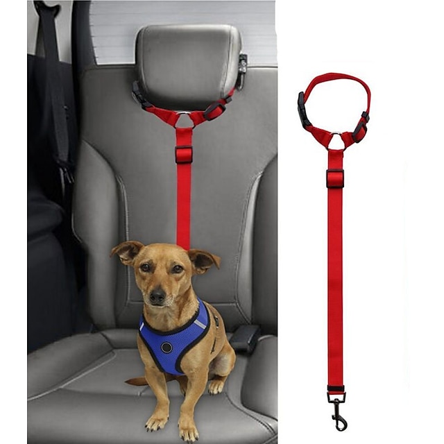 Safety Reflective Solid Nylon Pet Dog Car Harness and Seat Belt Clip Leash S M L 