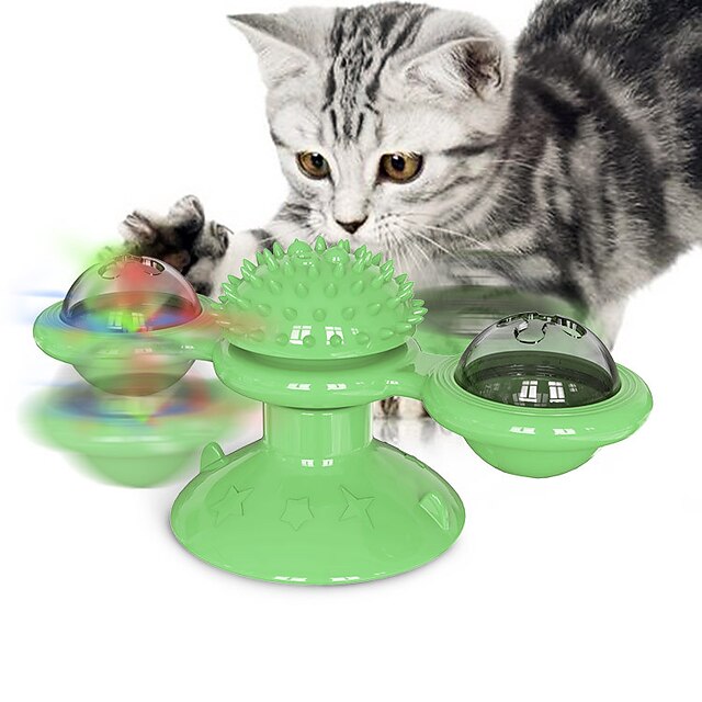 Cat Teasers Interactive Toy Rotating Toy Cat Toys Set Windmill Interactive Cat Toys Fun Cat Toys Cat Kitten 1 set Round Pet Friendly Massage Pet Exercise with Light Catnip Ball Plastic Gift Pet Toy 17