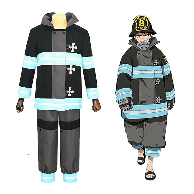  Inspireret af Brandstyrke Anime Cosplay Kostumer Japansk Cosplay jakkesæt Frakke Bukser T恤衫 Til Herre Dame / Livrem