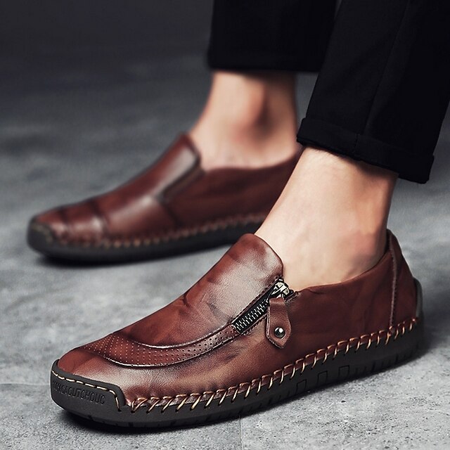  Men's Loafers & Slip-Ons Outdoor PU Non-slipping Dark Brown Black Brown Summer