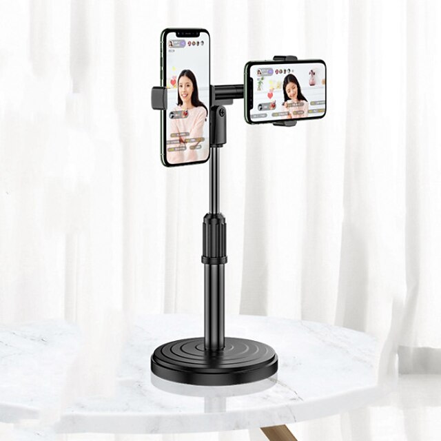  2 seter fleksibel live stativ universell justerbar mobiltelefon støtte holder skrivebord stativ dobbel klipp klemmer for live streaming