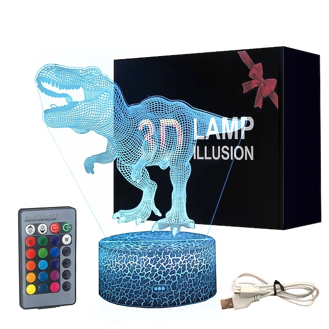  dinosauro 3d lampada illusione per ragazzo lampada dinosauro 16 colori con telecomando luce notturna smart touch miglior regalo di compleanno per ragazzo ragazza bambini età 5 4 3 1 6 2 7 8 9 10 11