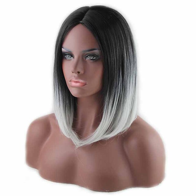  Synthetic Wig Curly Layered Haircut Wig Long Silver grey Synthetic Hair 14 inch Women's Fashionable Design Cool Ombre Hair Silver