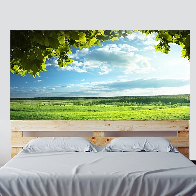  3D木草青空リビングルームテレビ背景壁ステッカー寝室ベッドサイドアートデコレーションアートオーナメント壁紙ステッカー1セット2pcs2pcs 180 * 45cm