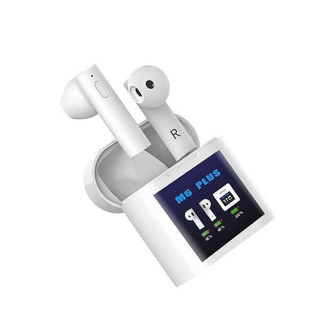  m6 plus tws sanna trådlösa öronsnäckor Bluetooth leddisplay stereo dubbla förare hörlurar bärbara hörlurar i minasport mini sport hörlurar panna temperaturmätning