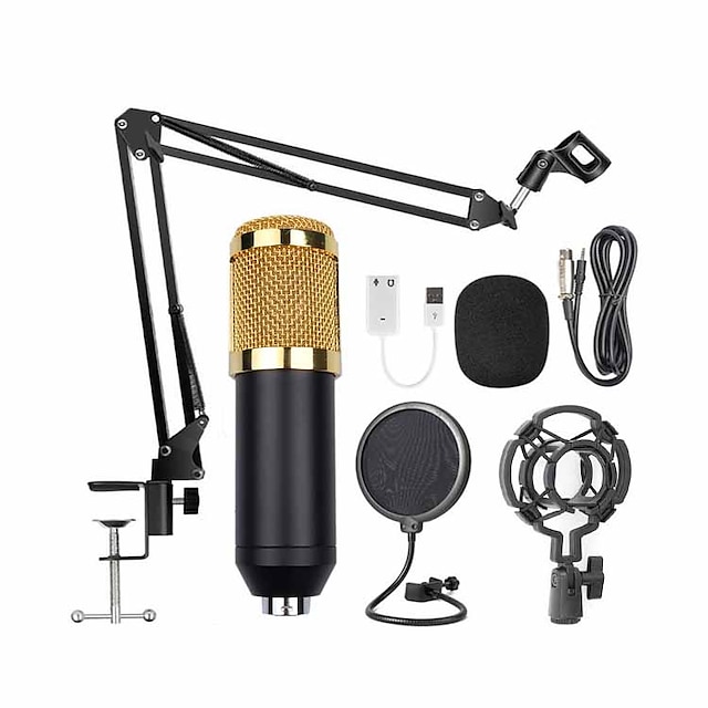  A Fil Micro Microphone à Condensateur Filtre anti-pop 3.5mm Jack pour l'enregistrement et la diffusion en studio Ordinateur et Ordinateur Portable Téléphone portable