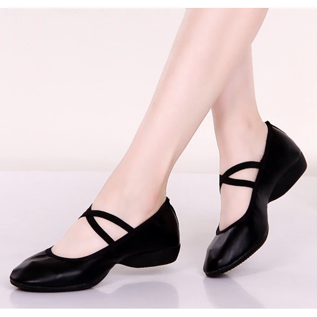 Women's Dance Sneakers Salsa Shoes Flat Flat Heel Black Red Fuchsia ...