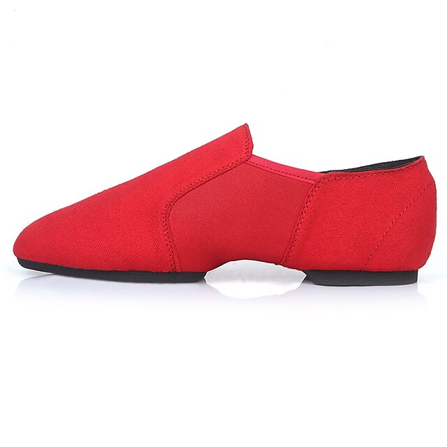 Women's Red Canvas Jazz Dance Shoes – Soft Sole Slip-On Ballet Flats for Latin, Modern, and Stage Performances 14