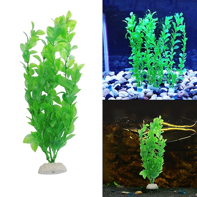  Fish Tank Arquatic Plant Fish Bowl Ornament Waterplant Artificial Plants Green Non-toxic & Tasteless Artificial Decoration Plastic 3 Pieces 26 cm