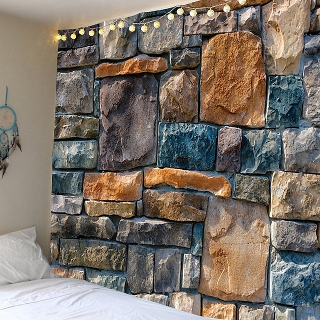 3D Brick Stone Tapestry Wall Hanging Art Room Bedspread Decor Beach Blanket 