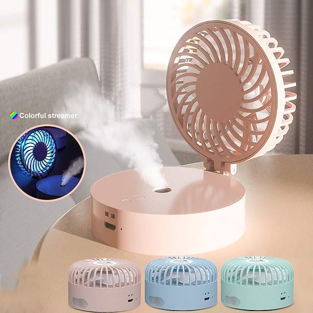  Mini spray handheld small fan hanging neck Creative and convenient desktop humidification charging small fan customization