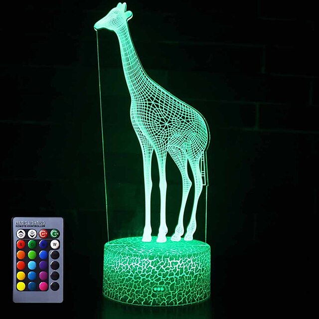  Giraffe 3D Night Light Table Desk Optical Illusion Lamps 16 Color Changing Lights
