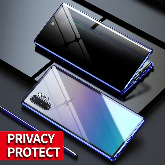 Phone Case For Samsung Galaxy S23 S22 S21 FE S21 Ultra Plus S20 Magnetic Adsorption Full Body Protective Anti peep Shockproof Transparent Privacy Tempered Glass 19