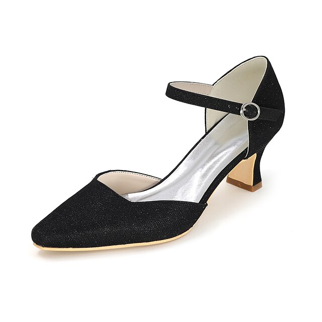  Women's Wedding Shoes Wedding Party & Evening Solid Colored Wedding Heels Summer Block Heel Square Toe Minimalism Synthetics Ankle Strap Black Silver Red