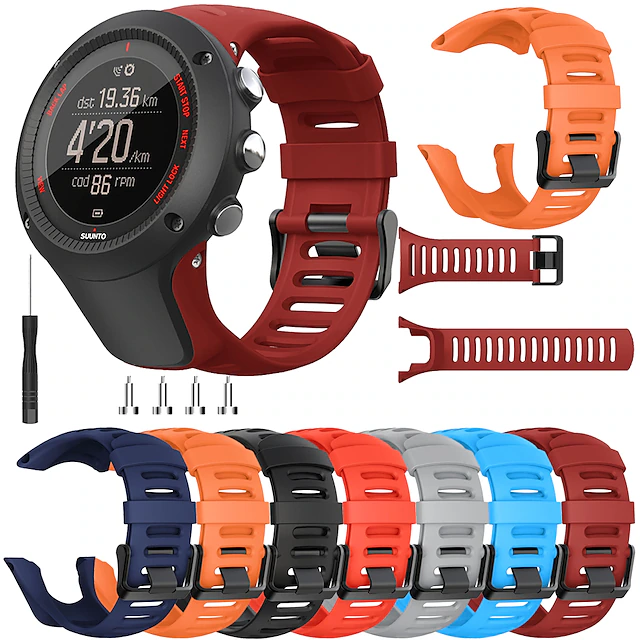 1 pcs Smart Watch Band for Suunto Ambit 1/2/2S / 2R / 3 Sport / 3 Run / 3 Peak Silicone Smartwatch Strap Elastic Breathable with Removal Tool Sport Band Replacement Wristband 15