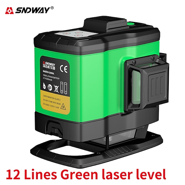  sw393g sndway 3d 12 линий зеленый луч лазерный уровень высокая точность самовыравнивающаяся поперечная линия лазерный уровень горизонтальный&усилитель; вертикальный лазерный уровень