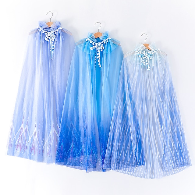  Princess Elsa Cosplay Costume Cloak Girls' Movie Cosplay Dark Blue Blue Light Blue Cloak Children's Day Masquerade / Tulle World Book Day Costumes