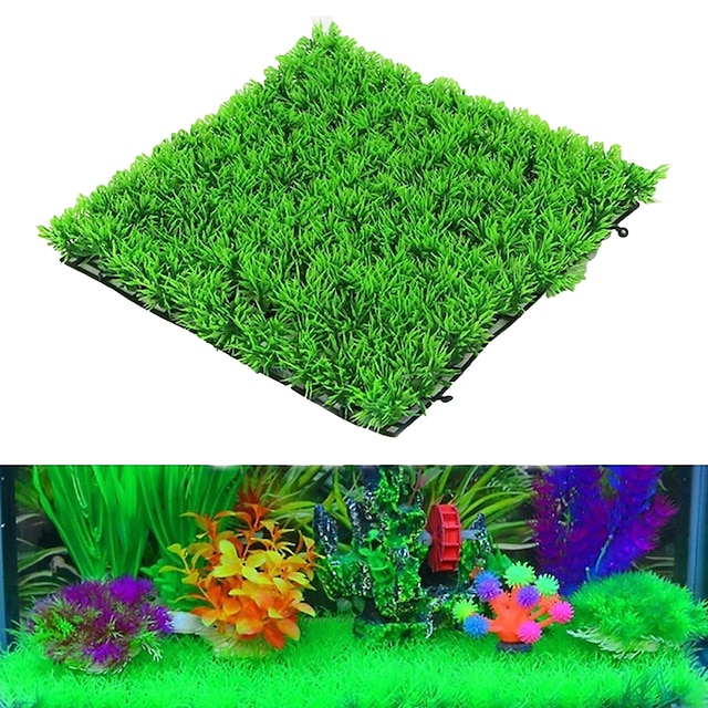  25*25cm Aquarium Turf Artificial Plants Green Grass Fish Tank Landscape Simulation Aquatic Water Lawn