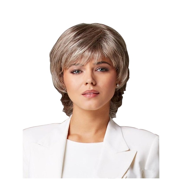 Synthetic Wig Curly Matte Layered Haircut Wig Short Light golden Synthetic Hair 6 inch Women's Easy dressing Best Quality Fluffy Blonde