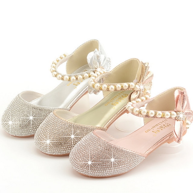 Shoes & Bags Kids Shoes | Girls Flats Princess Shoes Round Toe Christmas Glitters Flower Girl Shoes With Beading Bowknot Crystal