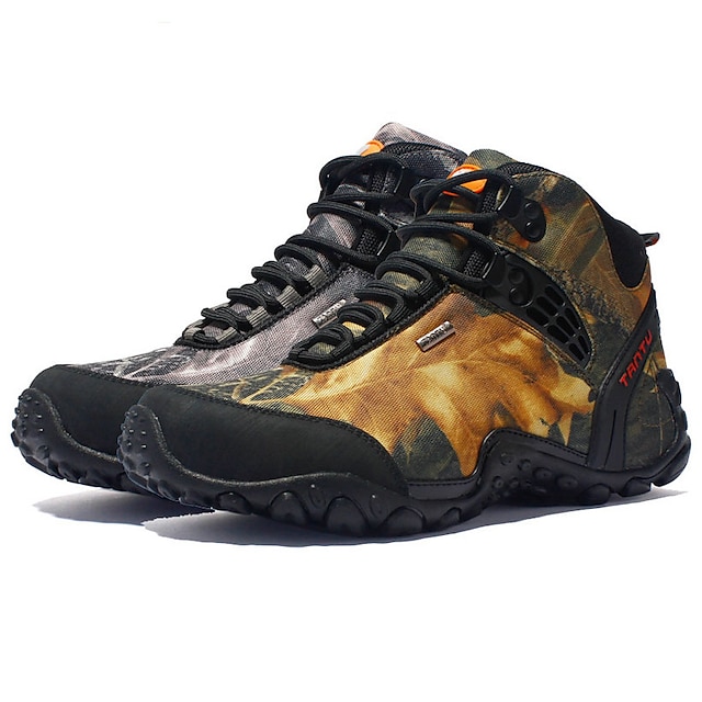  Men's Hiking Shoes Hiking Boots Waterproof Breathable Comfortable Wear Resistance High-Top Camo / Camouflage Camping / Hiking Hunting Fabric Autumn / Fall Winter Summer Yellow Grey / Round Toe
