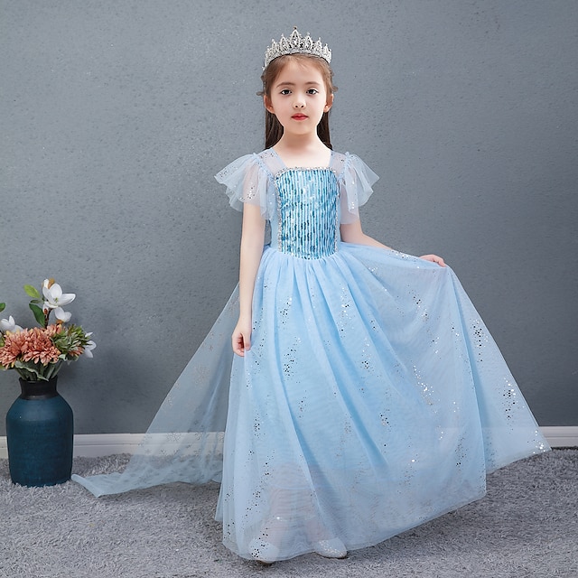  Frozen Fagyott Hercegnő Ruhák Virágos lány ruha Lány Filmsztár jelmez vakációs ruha Karácsony Rózsaszín Kék Bíbor Karácsony Esküvő Esküvői vendég Ruha