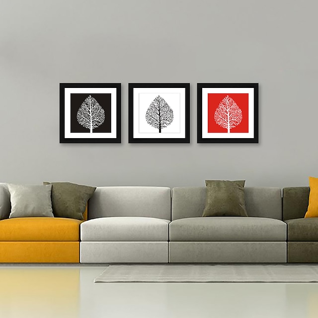  3 Panel Wall Art Canvas Prints Painting Artwork Picture Tree Black White Reproduction Home Decoration Décor Stretched Frame Ready to Hang