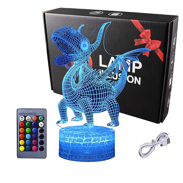  dinosaurus gaver nat lys raptors 3d lampe belysning lys til børn 16 led farve skiftende touch bord skrivebord lamper cool legetøj gaver fødselsdag xmas udsmykning