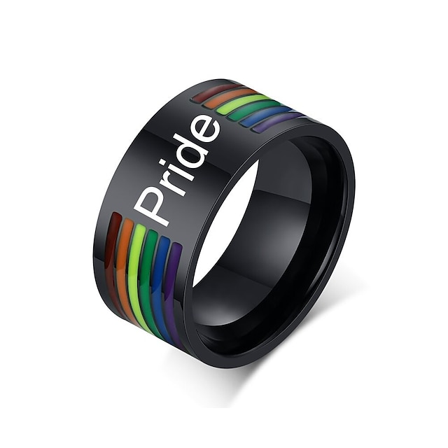  Ring Rainbow Steel Stainless For LGBT Pride Cosplay Women's Men's Costume Jewelry Fashion Jewelry