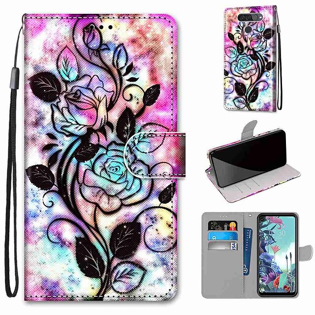  Case For LG Q70 / LG K50S / LG K40S Wallet / Card Holder / with Stand Full Body Cases Hollow Flower PU Leather / TPU for LG K30 2019 / LG K20 2019