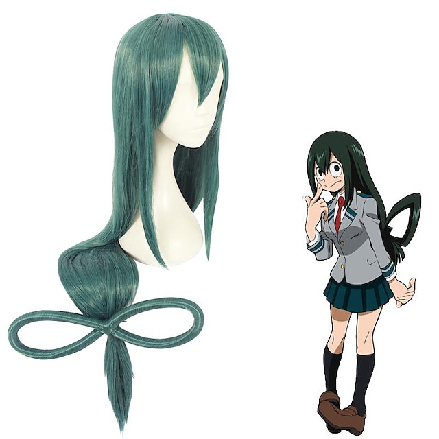 Beauty & Hair Wigs & Hair Pieces | My Hero Academia Boko No Hero Asui Tsuyu Cosplay Wigs Womens With Bangs With Ponytail 28 inch