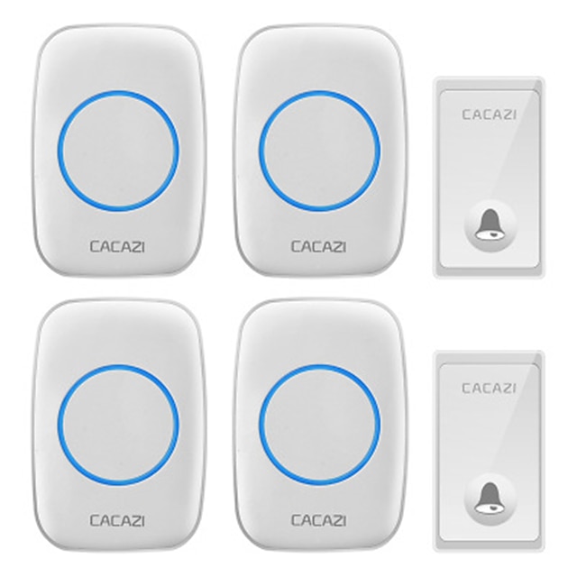  CACAZI FA60 Wireless Doorbell Self-powered Waterproof Intelligent Home Door Ring Bell 4Pcs Receivers Transmitter