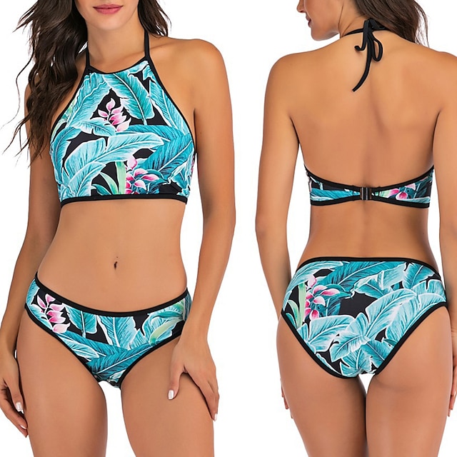 Damen Bikini, Zweiteiler Bademode Rasche Trocknung Atmungsaktiv Ärmellos 2 Teile - Schwimmen Wassersport Sommer / Dehnbar