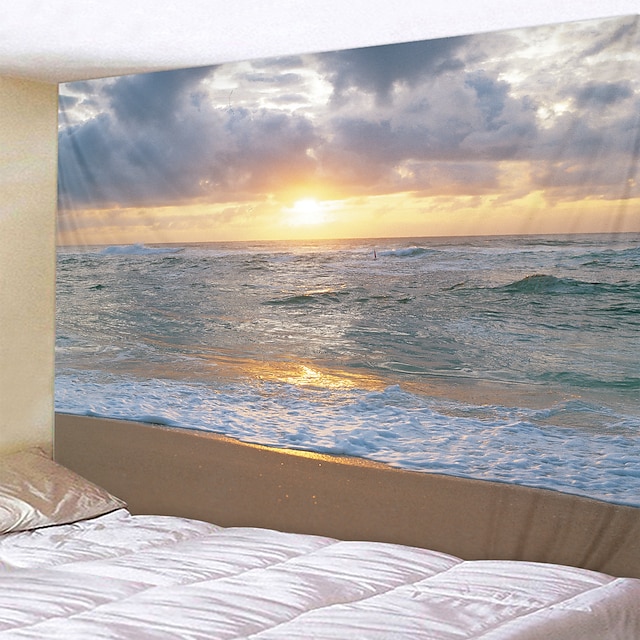 Home & Garden Home Decor | Beach Sunrise View Digital Printed Tapestry Decor Wall Art Tablecloths Bedspread Picnic Blanket Beach