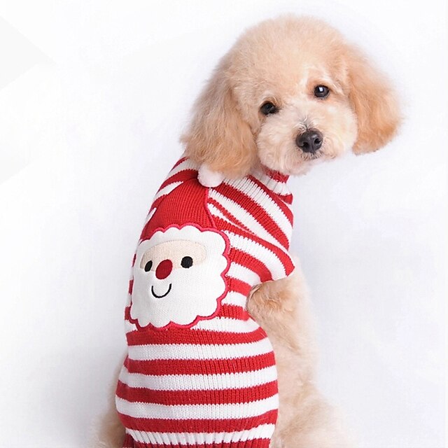  Kot Psy Sweter Zima Ubrania dla psów Czerwony Kostium Włókna akrylowe Pasek Codzienne XS S M L XL XXL