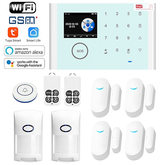  sistemi di allarme domestici / host di allarme / porta&amp; sensore finestra gsm + wifi ios / piattaforma android gsm + tastiera wireless wifi / sms / telefono 433 hz per parco / cucina